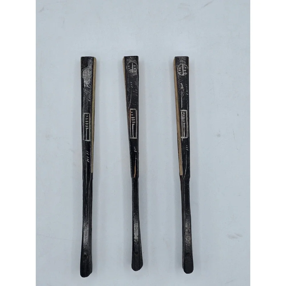 3 Lot Matching VTG Chinese Folding‎ Hand Fans Handmade Painted Rice/Bamboo Paper - Picture 14 of 16